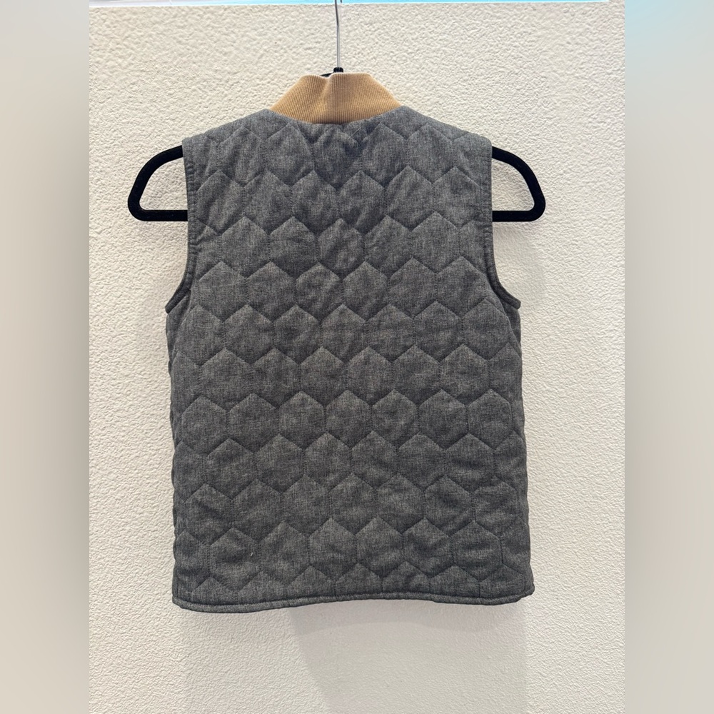 Janie and Jack Charcoal Heather Quilted Vest w/ grey quilted design - Picture 3 of 8